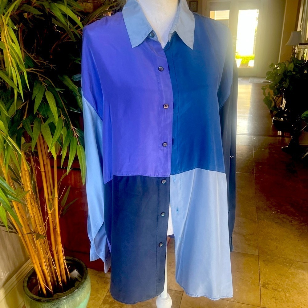XINNO men’s color, Block 100% silk longsleeve dress shirt excellent condition - Picture 5 of 14